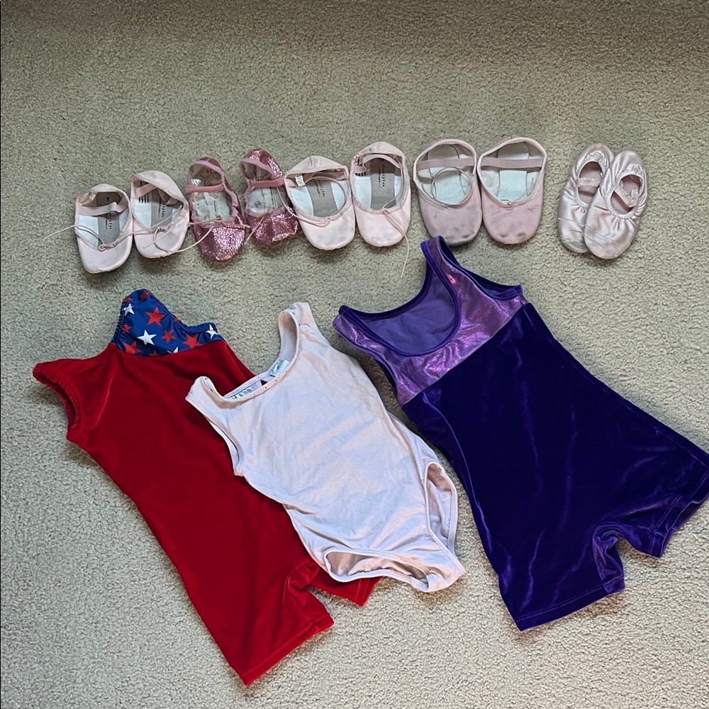 DANSKIN Assorted Dance Leotards 4-6, Tights 3-7, and Ballet Shoes 9-10.5
